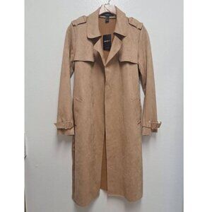 NWT Forever 21 Faux suede trench coat open front - Light camel , size S